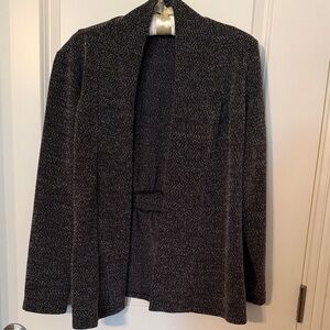 Women's Black and White Textured Cardigan Jacket